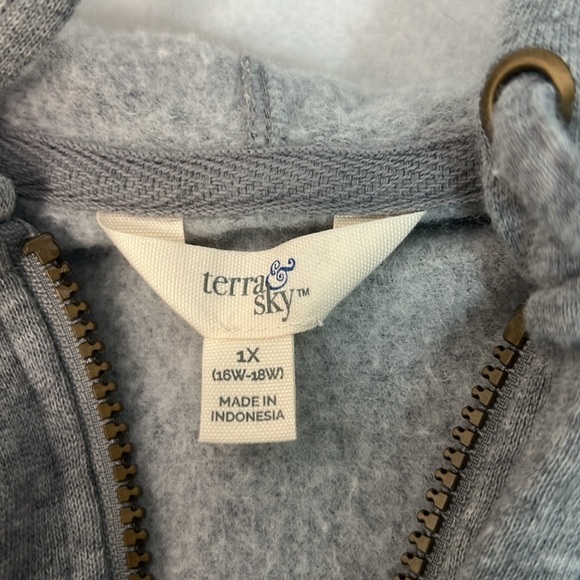 Terra & Sky PLUS Women's Hooded Jacket Gray SZ: 1X (16W-18W) Super Soft - Picture 5 of 7